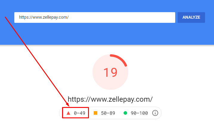 zelle Page Speed Insight